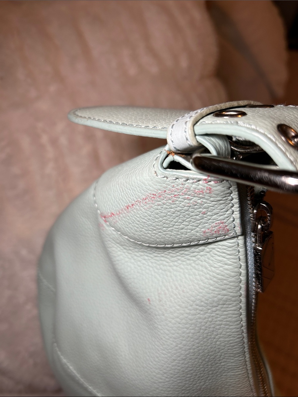 200. Furla Mint Green Pebbled Leather Hobo Bag with COA - Picture 6 of 12